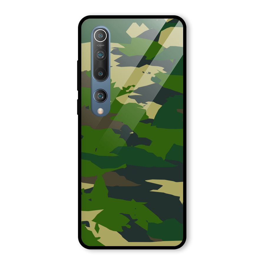 Green Camouflage Army Glass Back Case for Mi 10