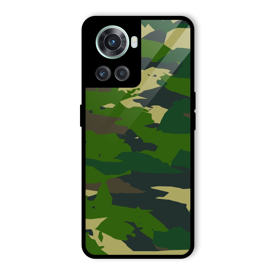 Green Camouflage Army Glass Back Case for OnePlus 10R