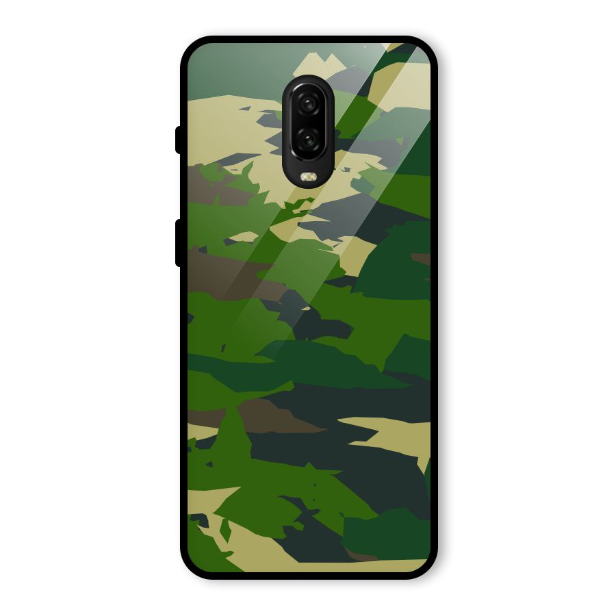 Green Camouflage Army Glass Back Case for OnePlus 6T