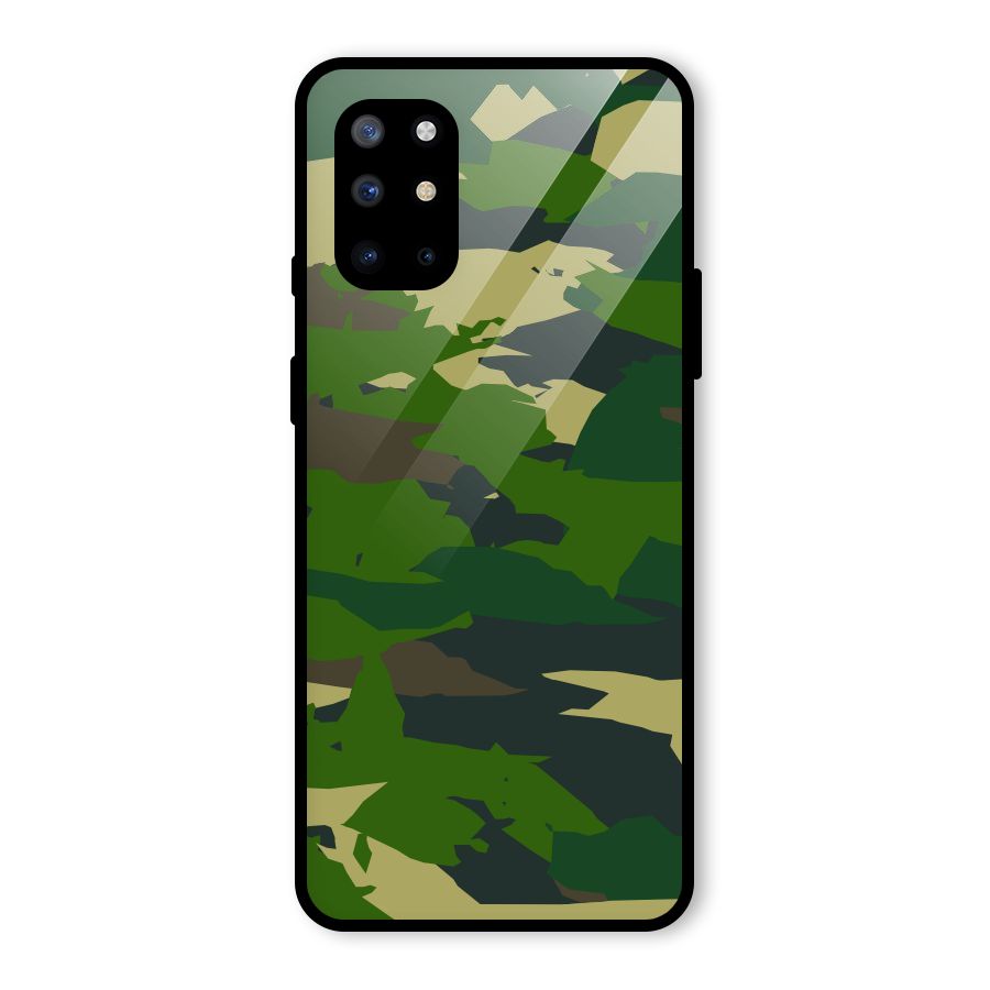 Green Camouflage Army Glass Back Case for OnePlus 8T