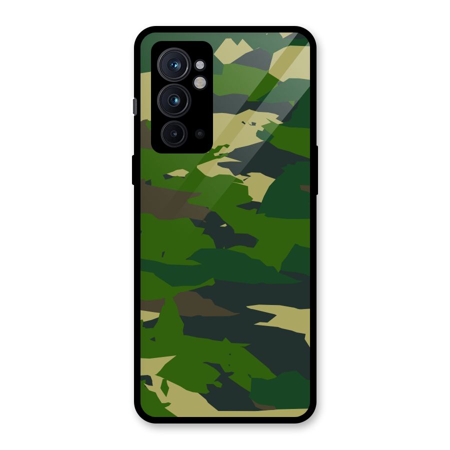 Green Camouflage Army Glass Back Case for OnePlus 9RT 5G