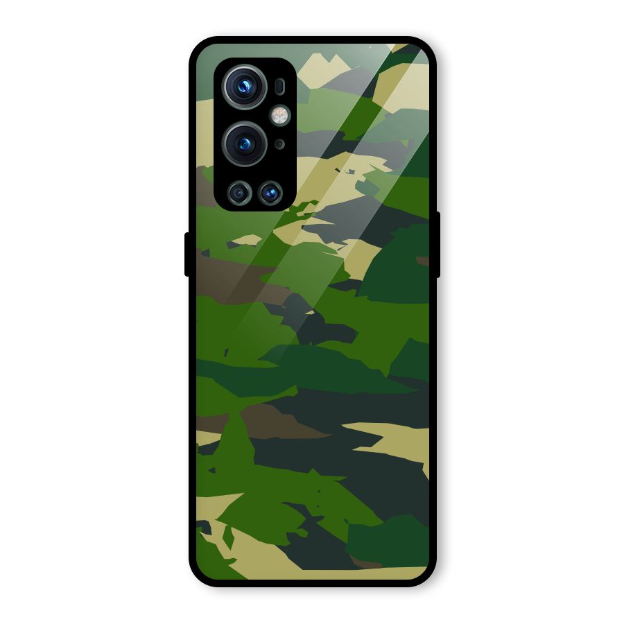 Green Camouflage Army Glass Back Case for OnePlus 9 Pro
