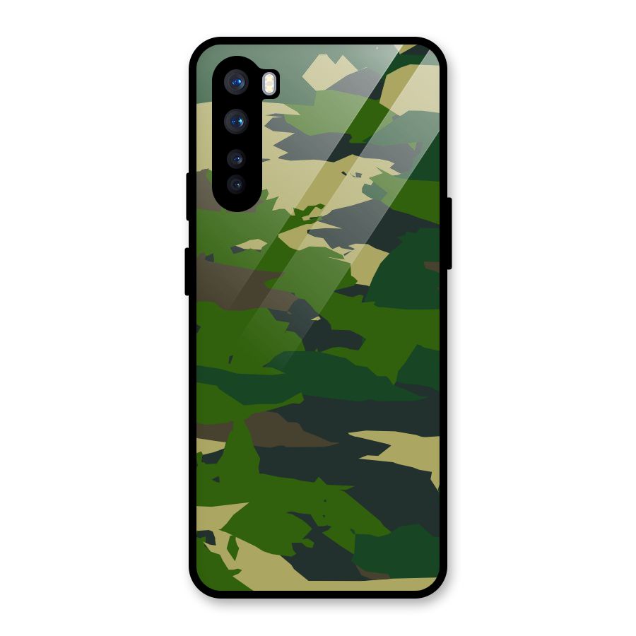 Green Camouflage Army Glass Back Case for OnePlus Nord
