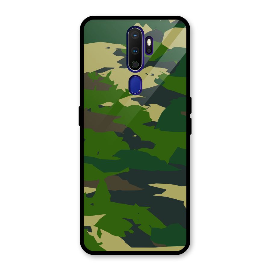 Green Camouflage Army Glass Back Case for Oppo A9 (2020)