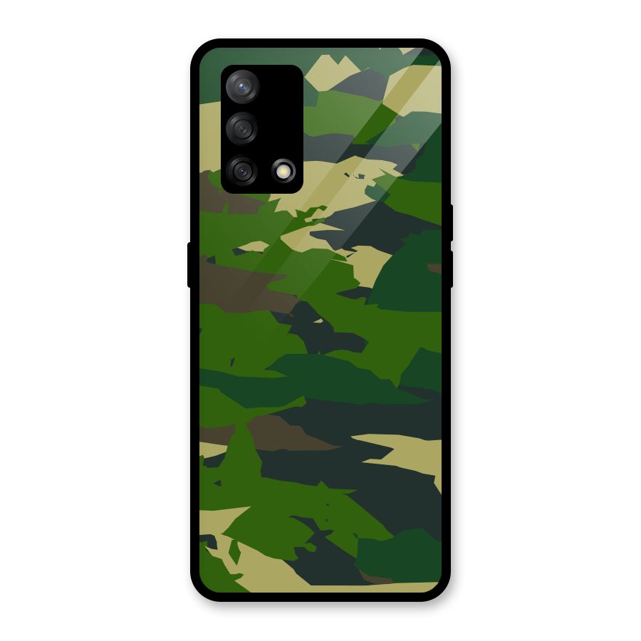 Green Camouflage Army Glass Back Case for Oppo F19