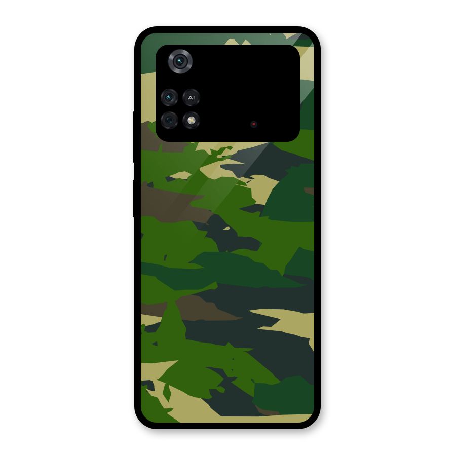 Green Camouflage Army Glass Back Case for Poco M4 Pro 4G
