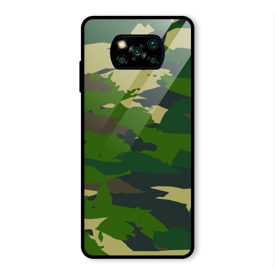 Green Camouflage Army Glass Back Case for Poco X3 Pro