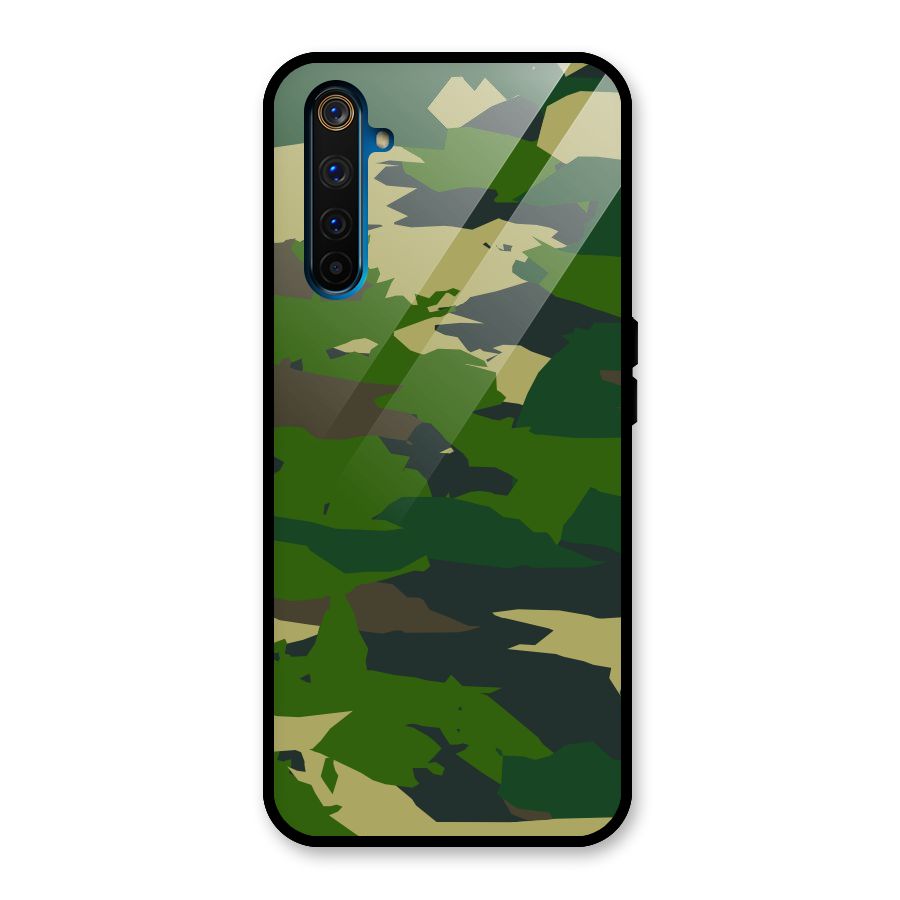 Green Camouflage Army Glass Back Case for Realme 6 Pro