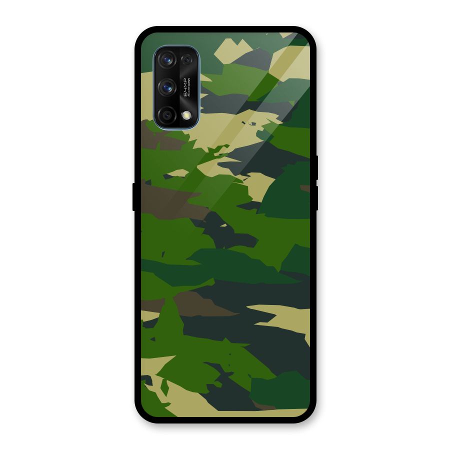 Green Camouflage Army Glass Back Case for Realme 7 Pro