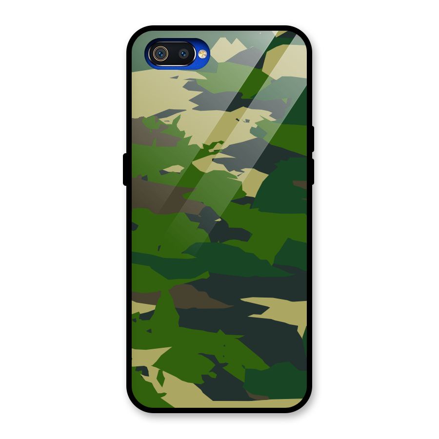 Green Camouflage Army Glass Back Case for Realme C2