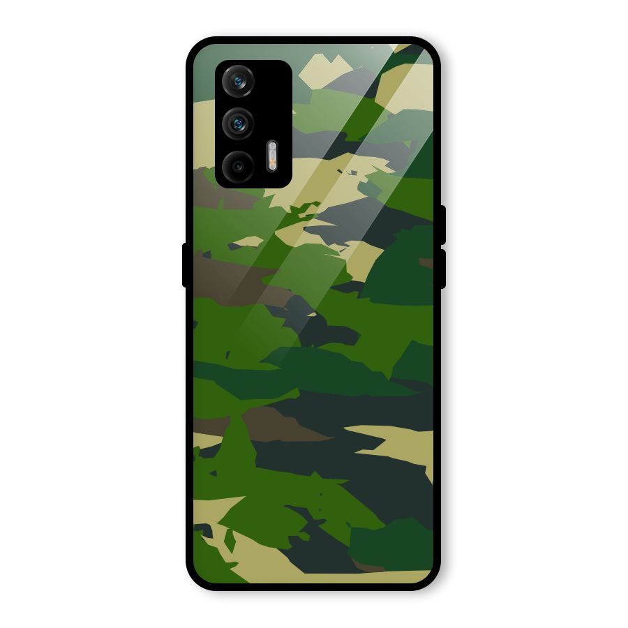 Green Camouflage Army Glass Back Case for Realme GT 5G