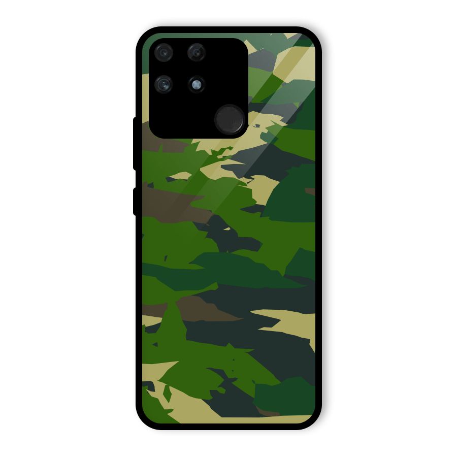 Green Camouflage Army Glass Back Case for Realme Narzo 50A