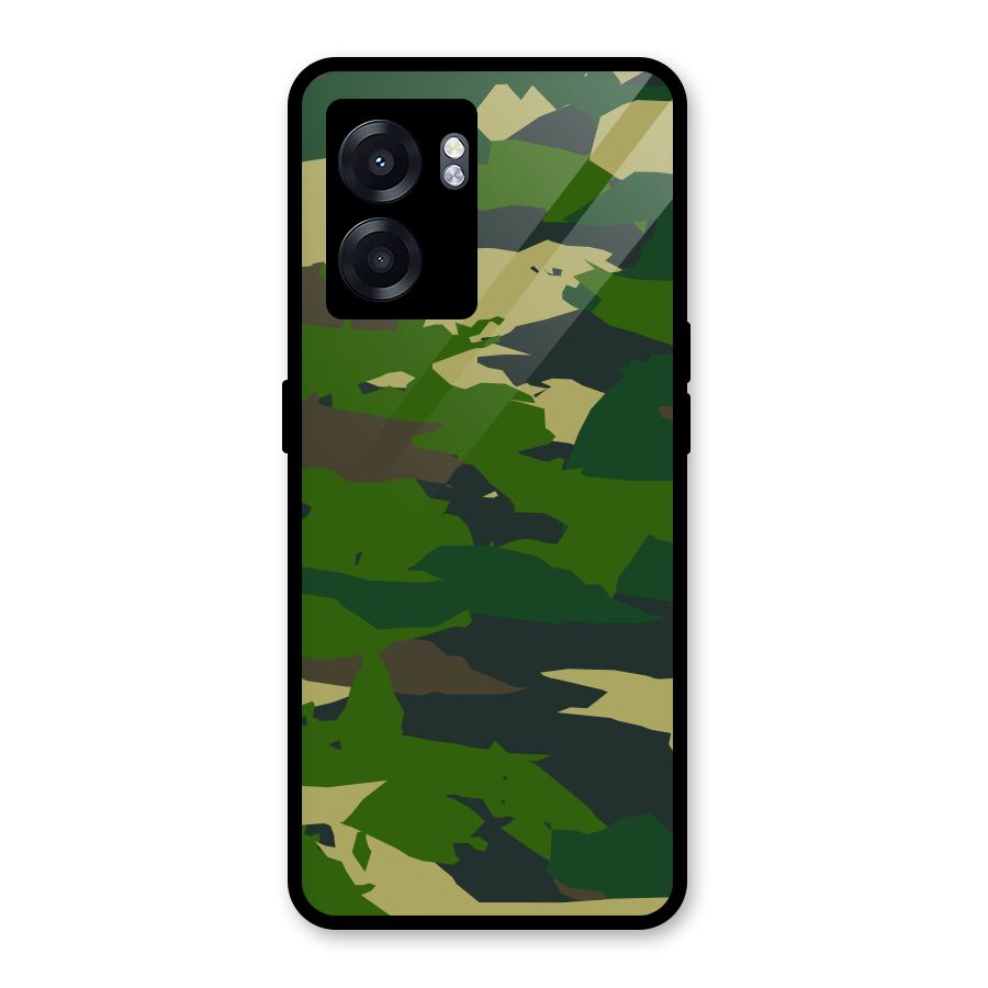 Green Camouflage Army Glass Back Case for Realme Narzo 50 5G