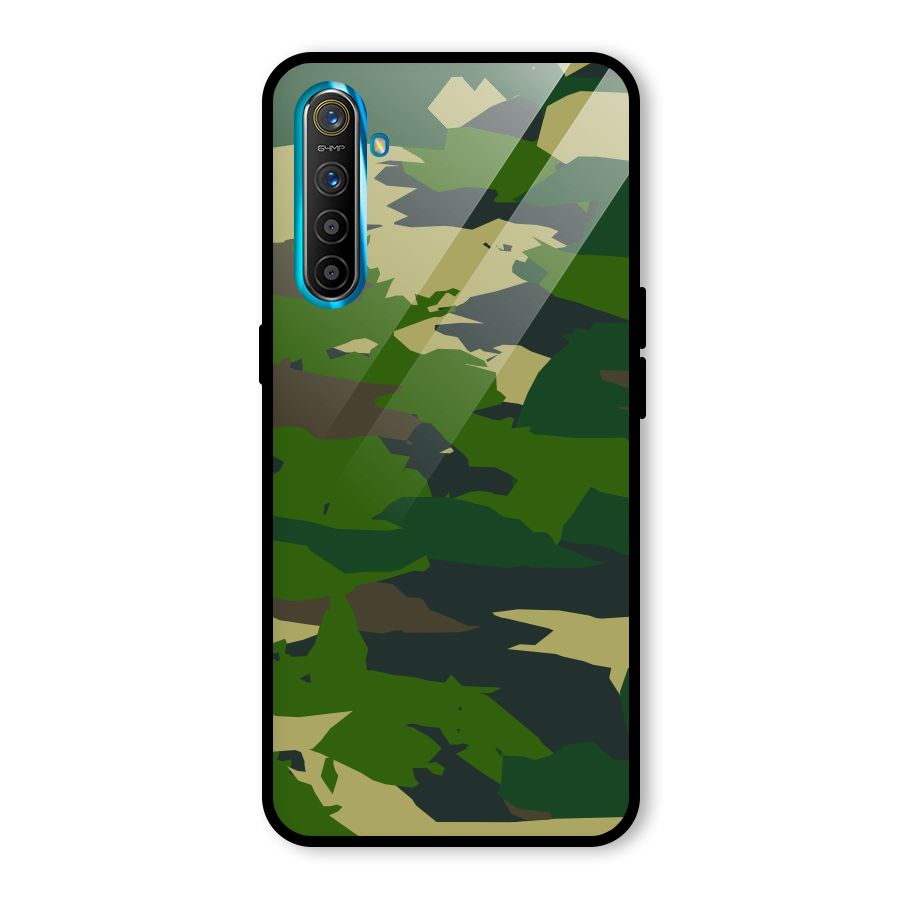 Green Camouflage Army Glass Back Case for Realme X2