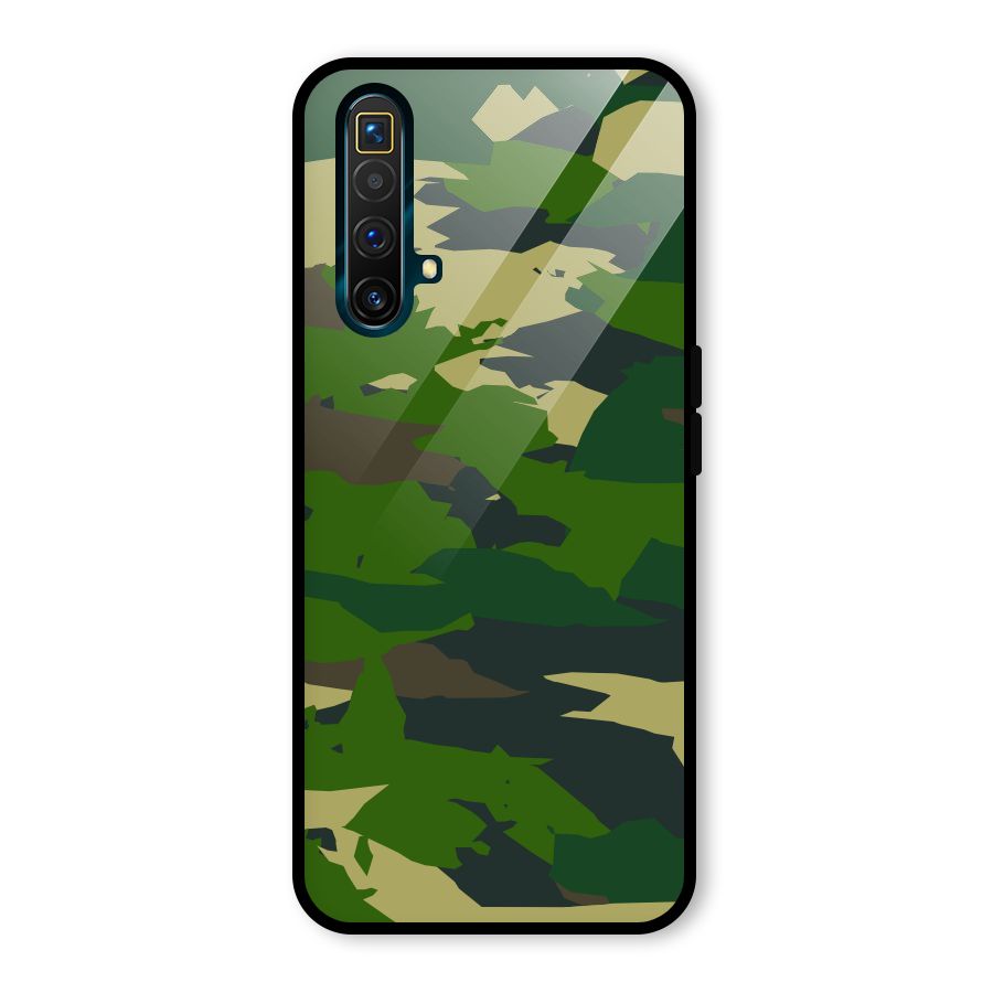 Green Camouflage Army Glass Back Case for Realme X3
