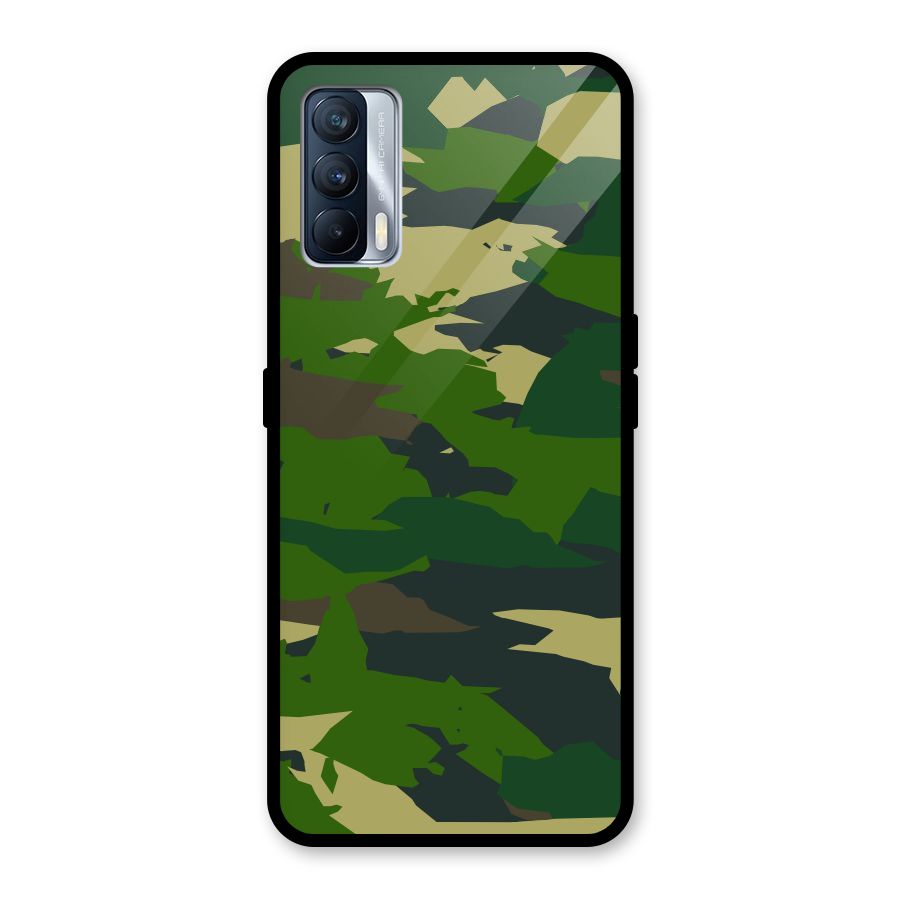 Green Camouflage Army Glass Back Case for Realme X7