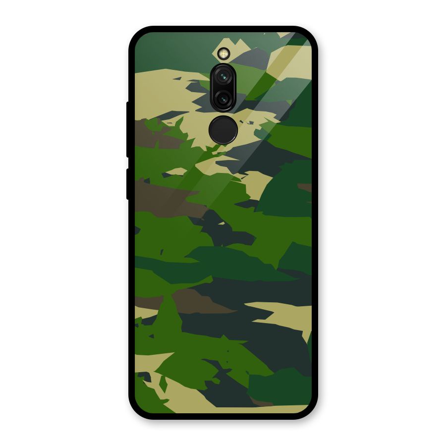 Green Camouflage Army Glass Back Case for Redmi 8
