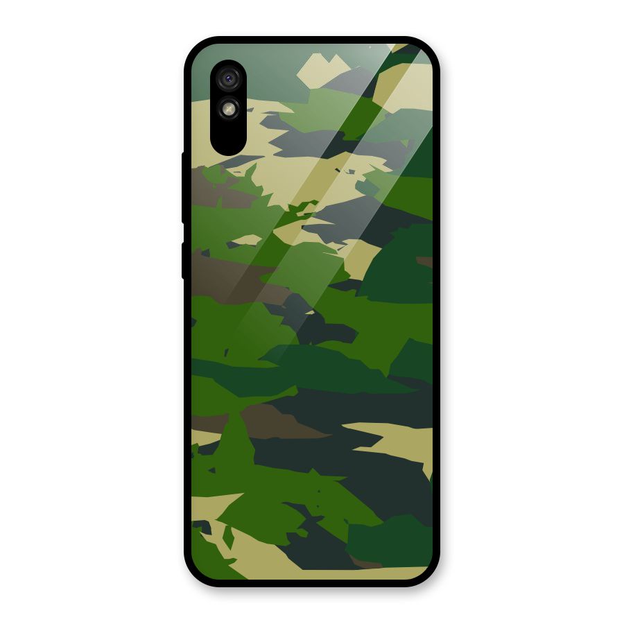 Green Camouflage Army Glass Back Case for Redmi 9i