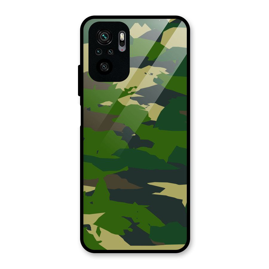 Green Camouflage Army Glass Back Case for Redmi Note 10S