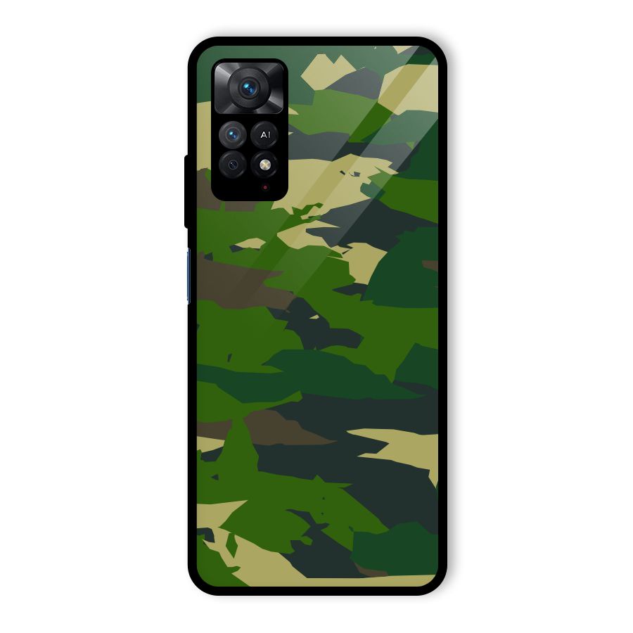 Green Camouflage Army Glass Back Case for Redmi Note 11 Pro