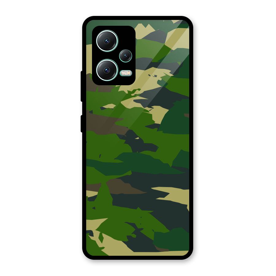 Green Camouflage Army Glass Back Case for Redmi Note 12 5G