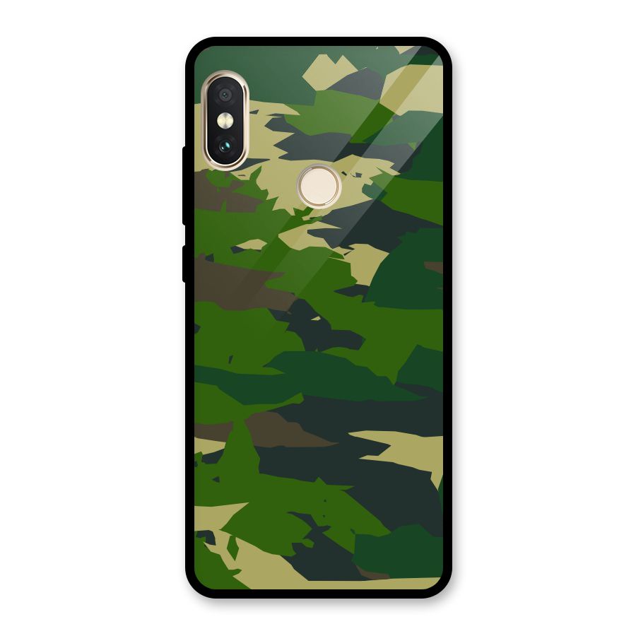 Green Camouflage Army Glass Back Case for Redmi Note 5 Pro
