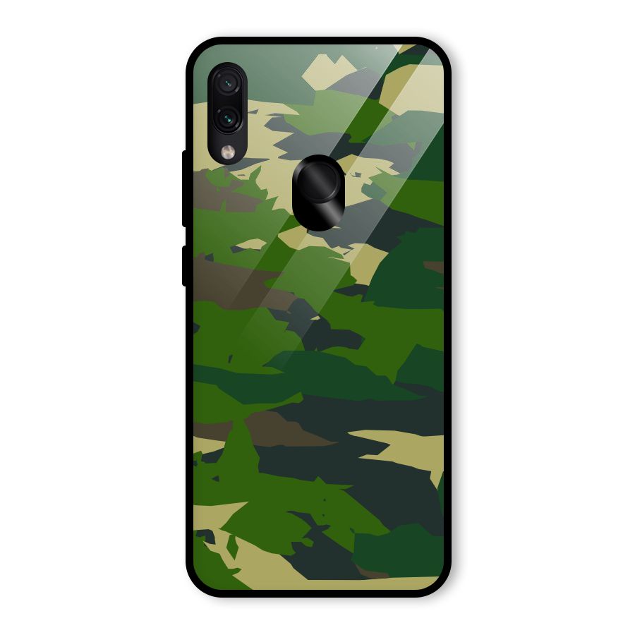 Green Camouflage Army Glass Back Case for Redmi Note 7 Pro