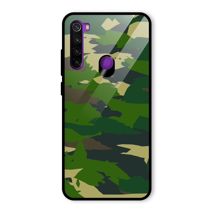 Green Camouflage Army Glass Back Case for Redmi Note 8