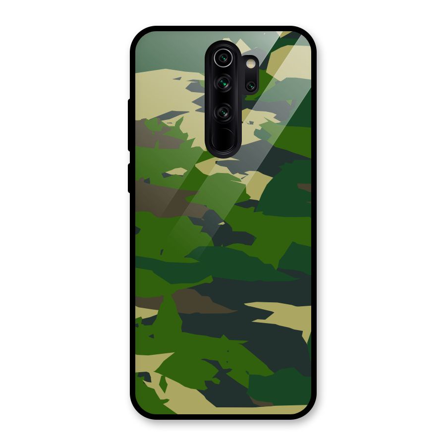 Green Camouflage Army Glass Back Case for Redmi Note 8 Pro