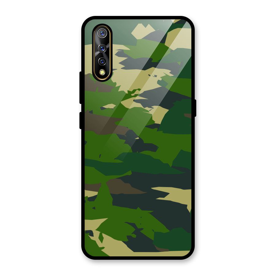 Green Camouflage Army Glass Back Case for Vivo S1