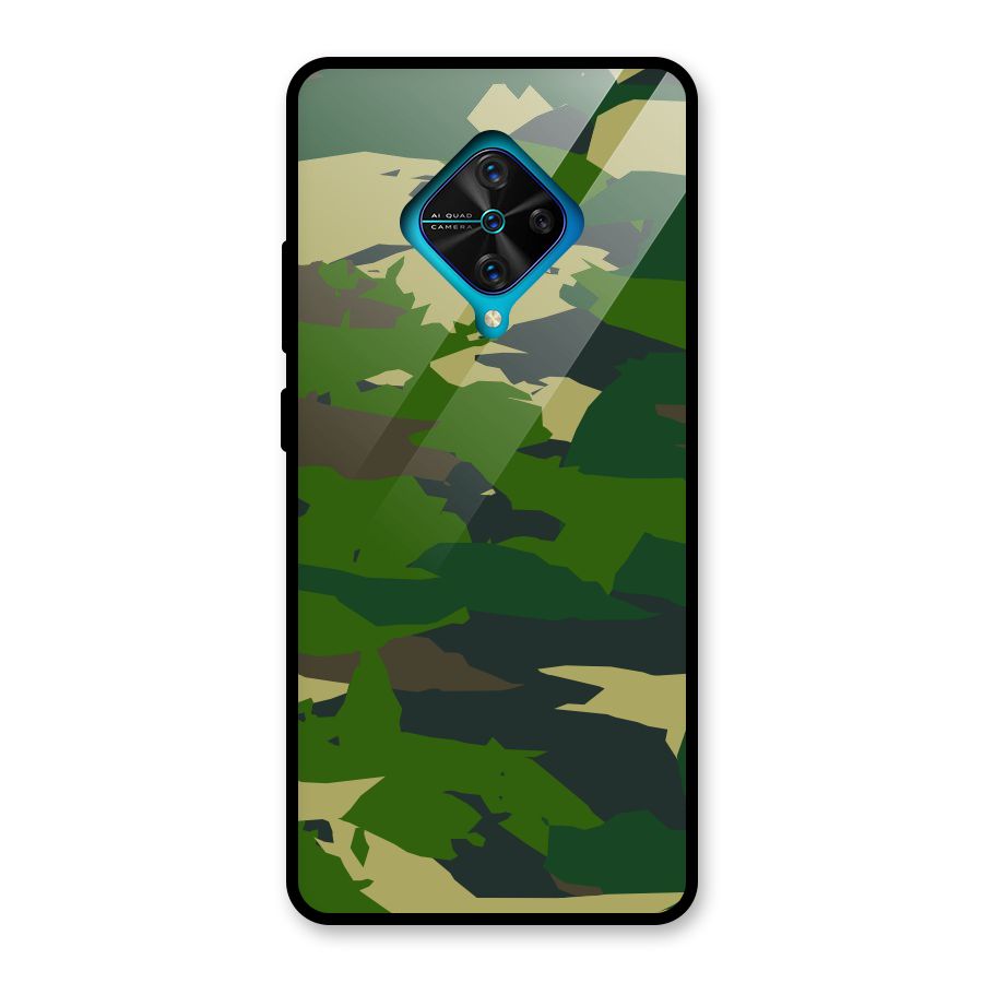 Green Camouflage Army Glass Back Case for Vivo S1 Pro