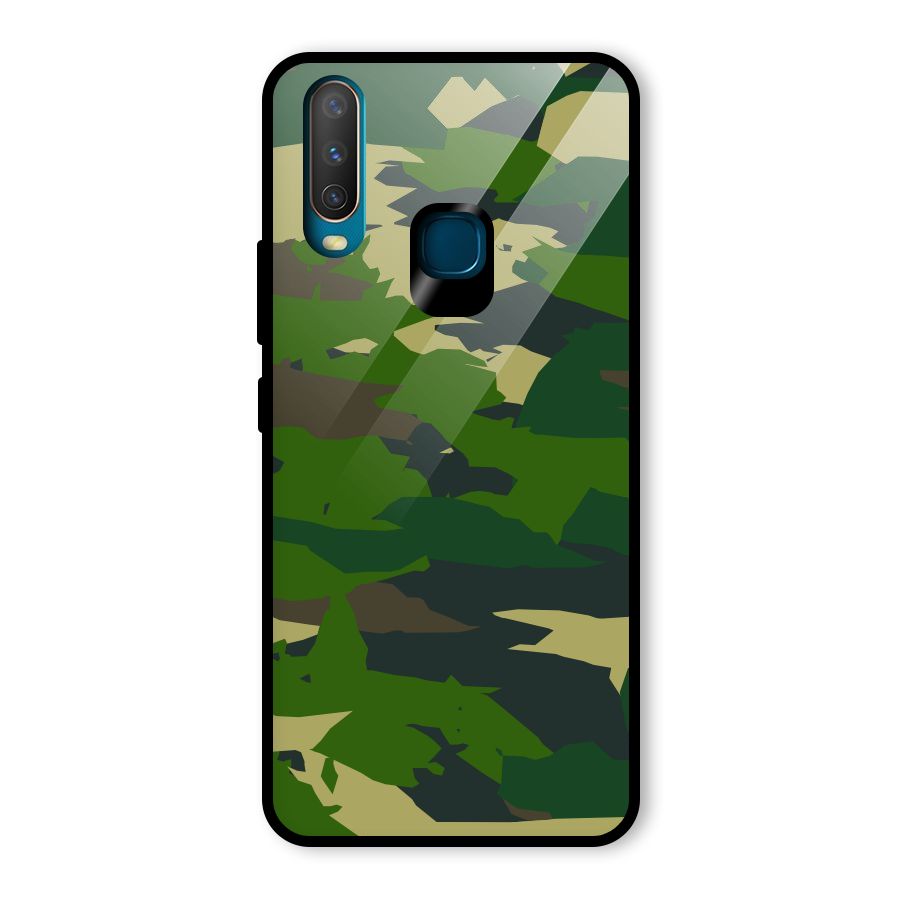 Green Camouflage Army Glass Back Case for Vivo U10