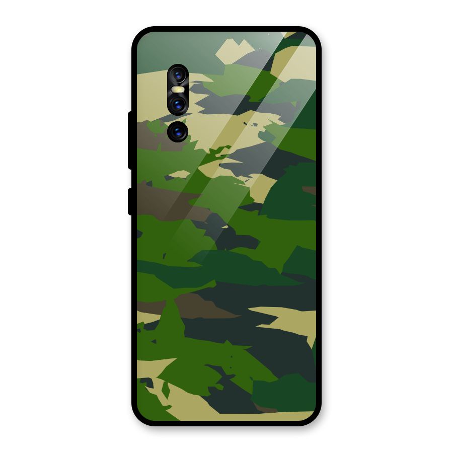 Green Camouflage Army Glass Back Case for Vivo V15 Pro