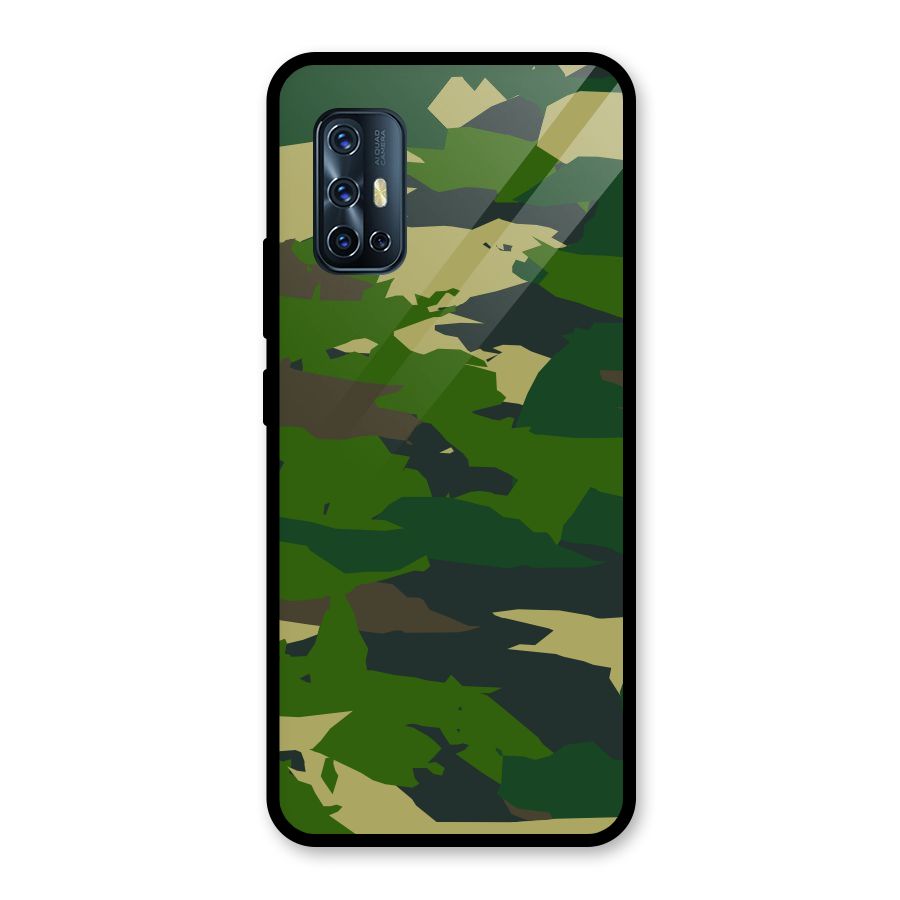 Green Camouflage Army Glass Back Case for Vivo V17