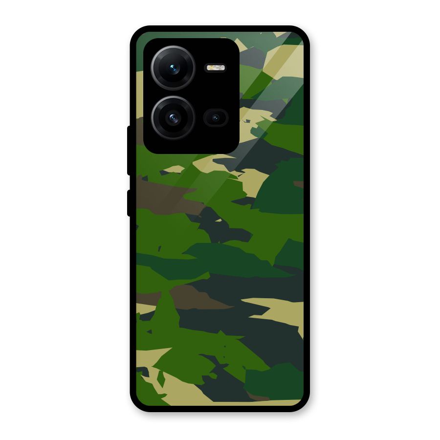Green Camouflage Army Glass Back Case for Vivo V25