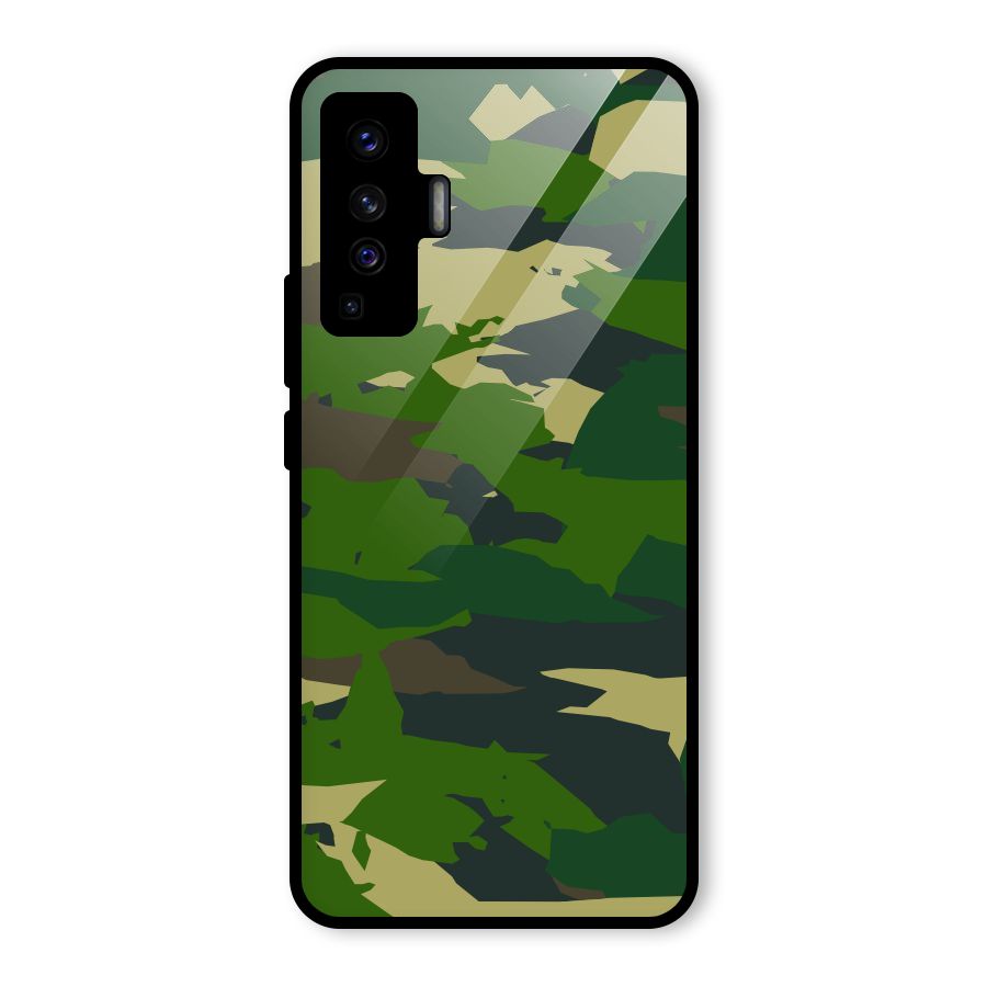 Green Camouflage Army Glass Back Case for Vivo X50