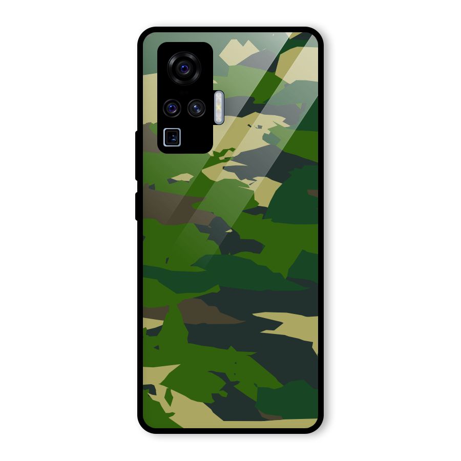 Green Camouflage Army Glass Back Case for Vivo X50 Pro