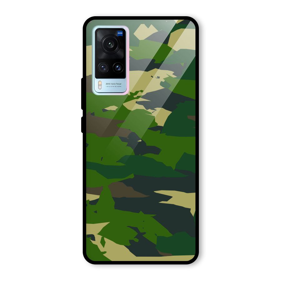 Green Camouflage Army Glass Back Case for Vivo X60