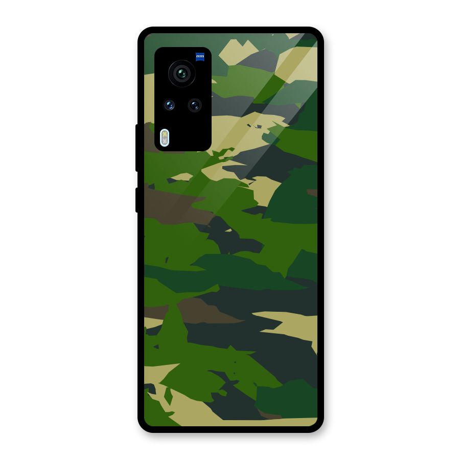 Green Camouflage Army Glass Back Case for Vivo X60 Pro
