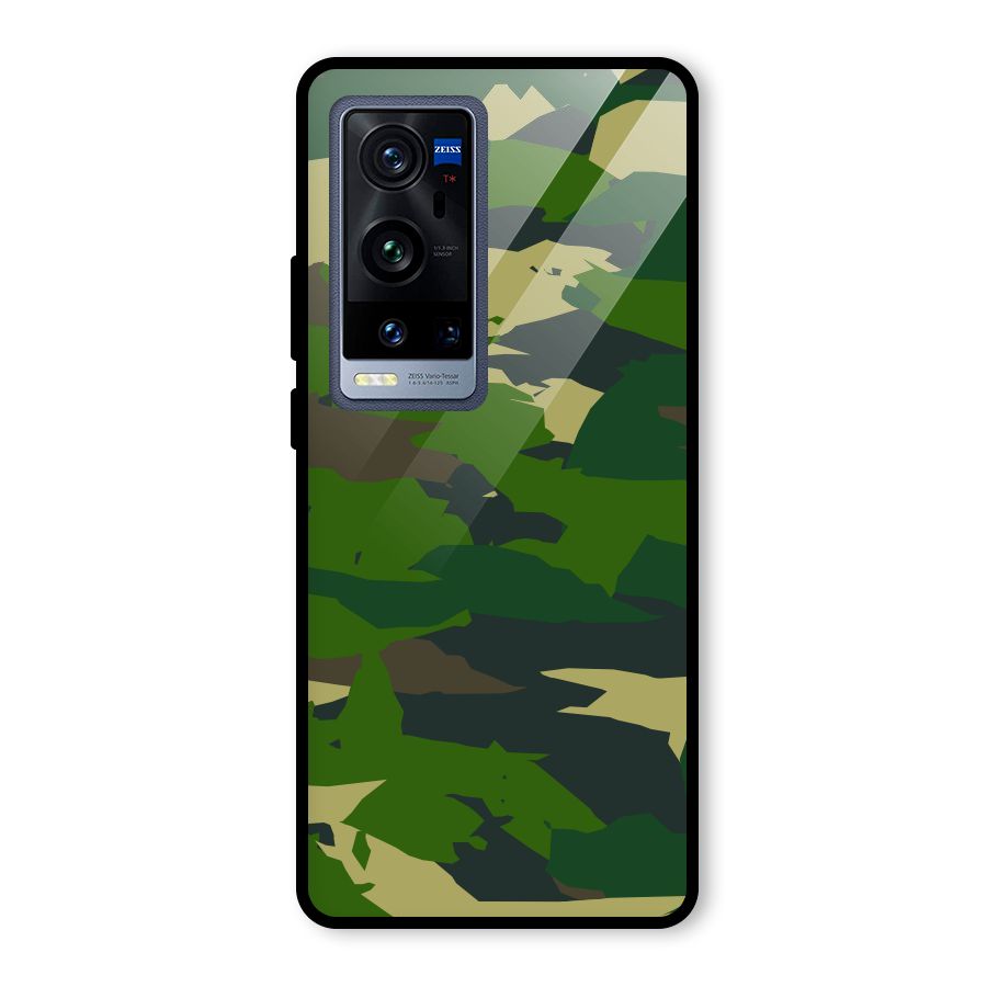 Green Camouflage Army Glass Back Case for Vivo X60 Pro Plus