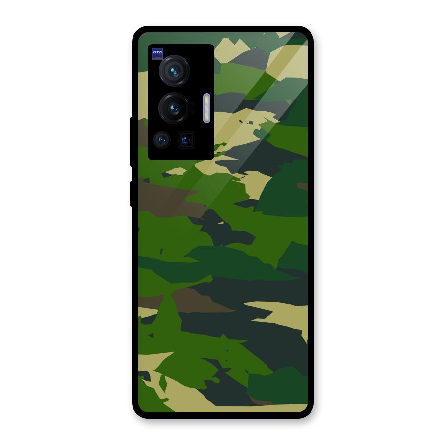 Green Camouflage Army Glass Back Case for Vivo X70 Pro