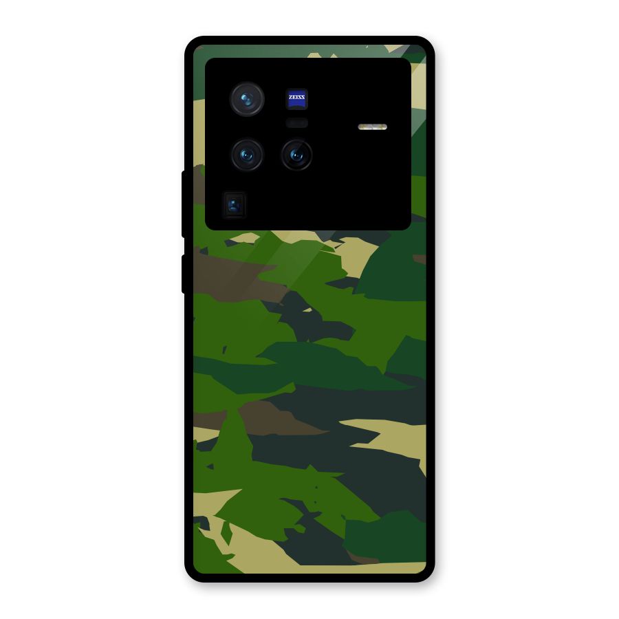 Green Camouflage Army Glass Back Case for Vivo X80 Pro