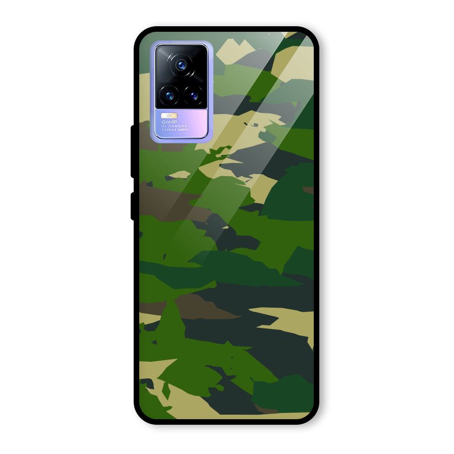 Green Camouflage Army Glass Back Case for Vivo Y73