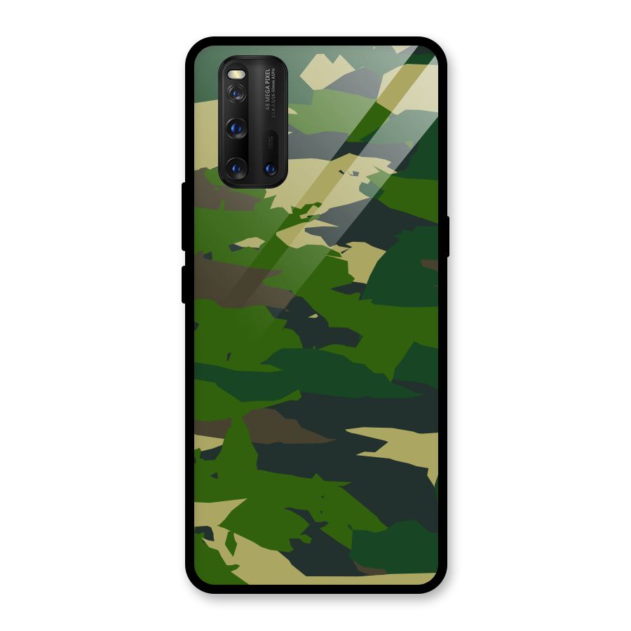 Green Camouflage Army Glass Back Case for Vivo iQOO 3