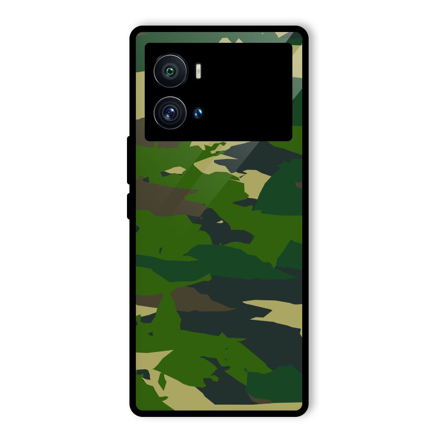 Green Camouflage Army Glass Back Case for Vivo iQOO 9 Pro