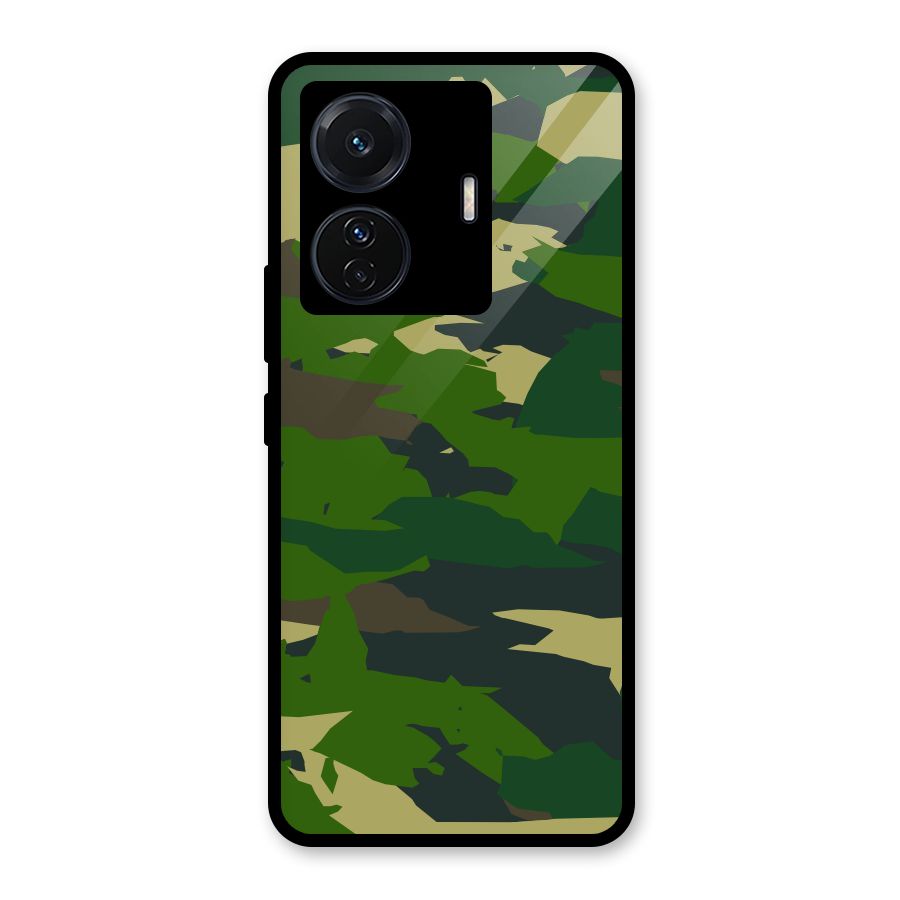 Green Camouflage Army Glass Back Case for Vivo iQOO Z6 Pro