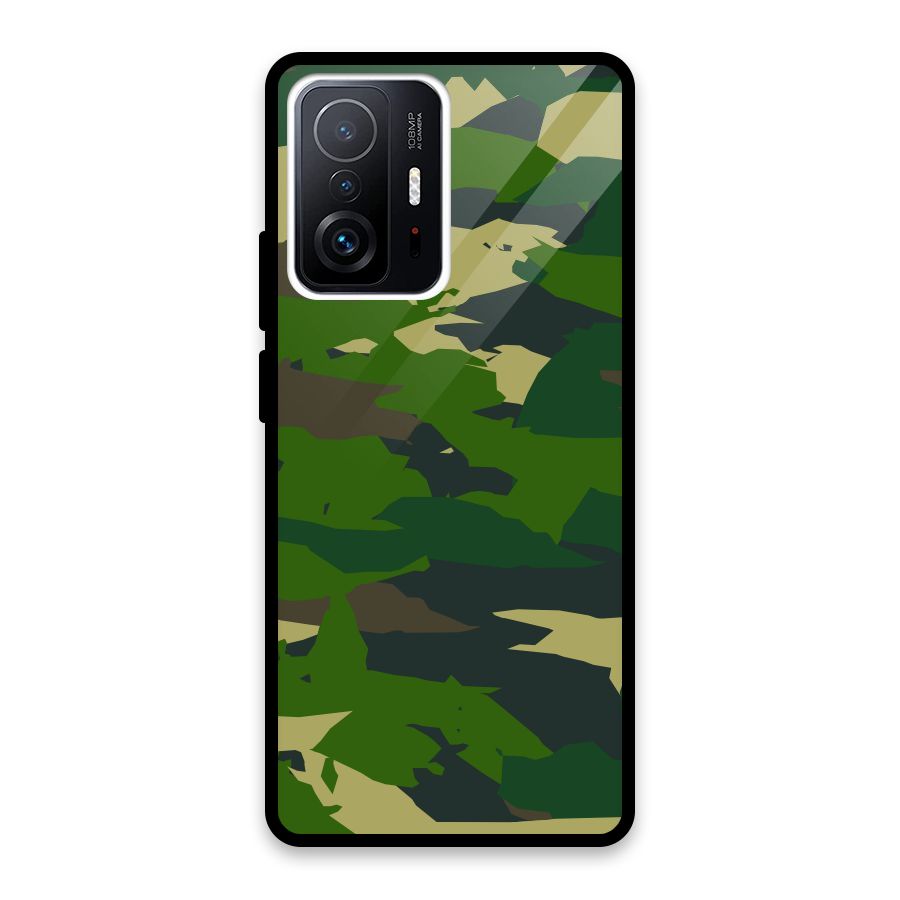 Green Camouflage Army Glass Back Case for Xiaomi 11T Pro