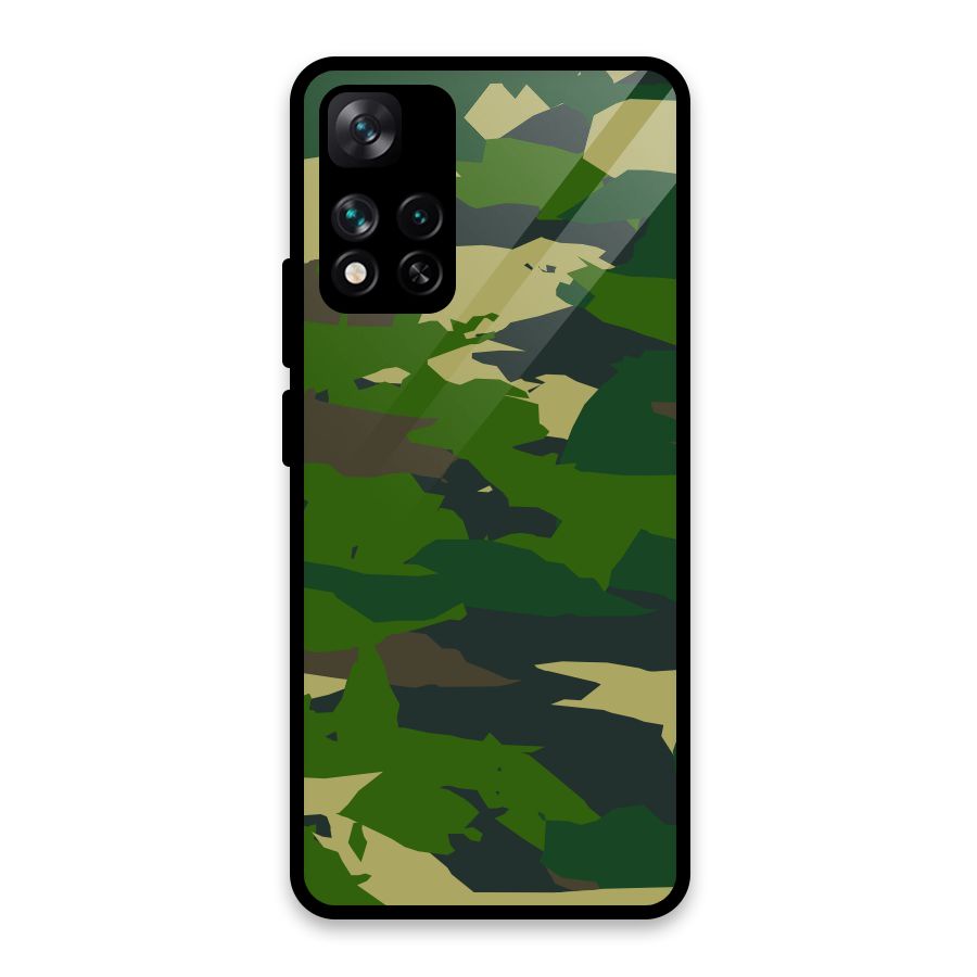 Green Camouflage Army Glass Back Case for Xiaomi 11i HyperCharge 5G