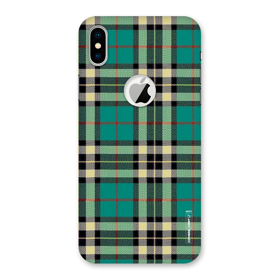Green Check Back Case for iPhone X Logo Cut