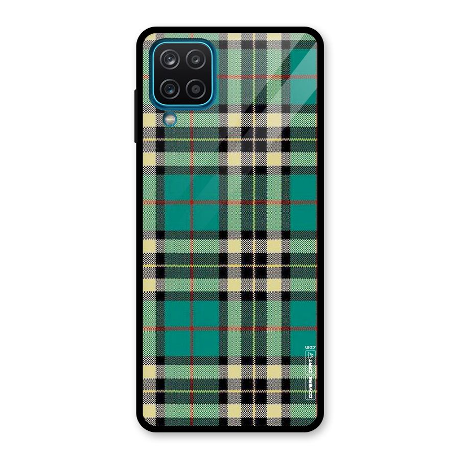 Green Check Glass Back Case for Galaxy A12